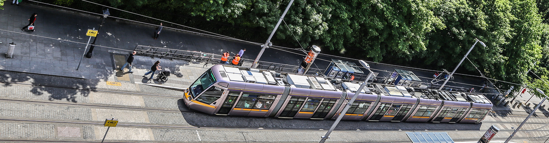 Aerial shot of tram